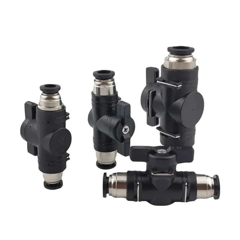 BUC Pneumatic Manual Valve Straight Head Quick Coupling Steering Switch Manual Ball Valve for Air Hose 4mm 6mm 8mm 10mm 12mm