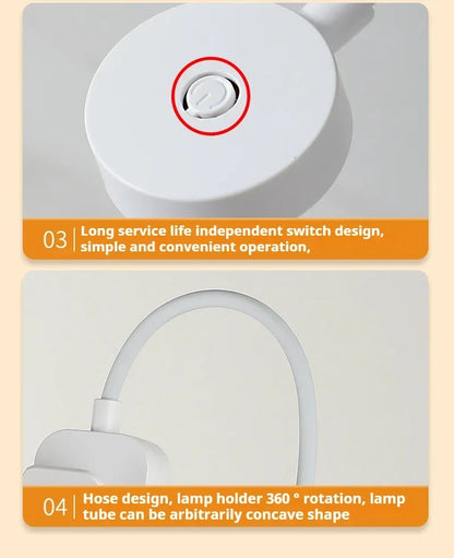 Folding Clamp Led Table Lamp Rechargeable Night Light Study Stand Read Lamp Touch 3 Modes Dimming Eye Protection Light Emergency