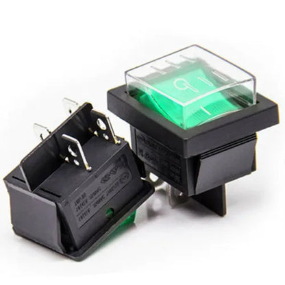 Rocker Switch 4 Pins DPST with Waterproof Cover Rated 16A 250VAC for Use in Industrial Machines and Electrical Appliances