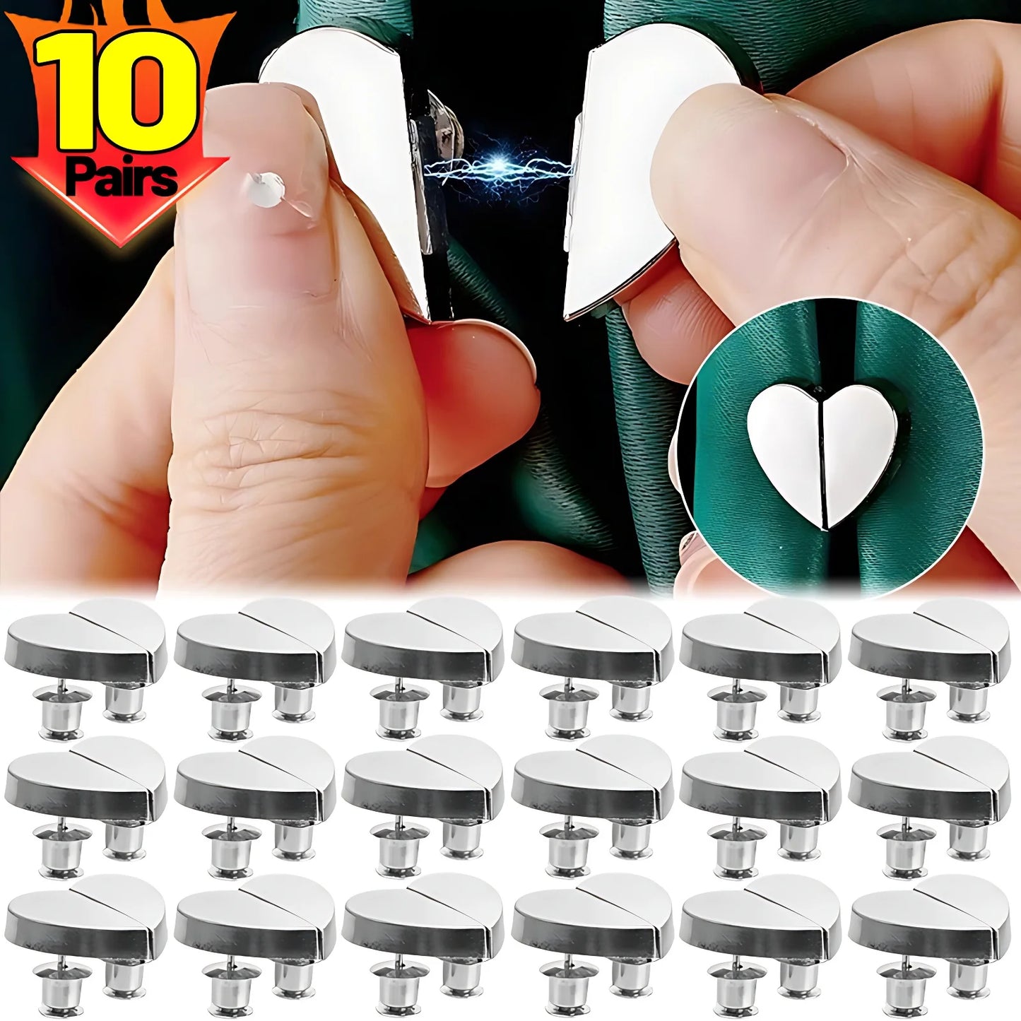 Heart-Shaped Curtain Magnetic Clips — Nail-Free Detachable Window Curtain Magnet Buckle Adjustment Buttons