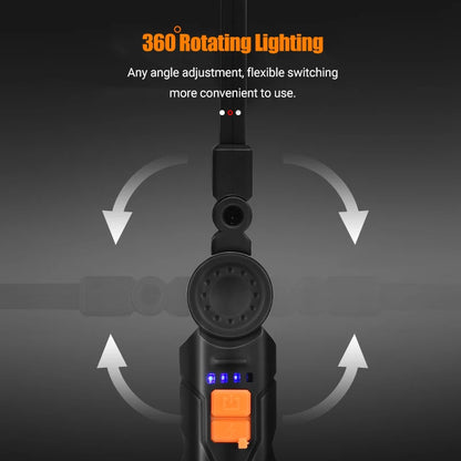 USB Rechargeable LED Work Light 600 Lumens COB Lantern with Power  Display Emergency Magnetic Flashlight for Outdoor Car Repair