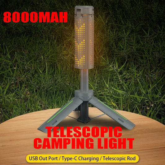 8000MAH Multifunctional Telescopic Camping Light LED Floodlight Flashlight with Stepless Dimming Charge Outdoor Tent Flashlight