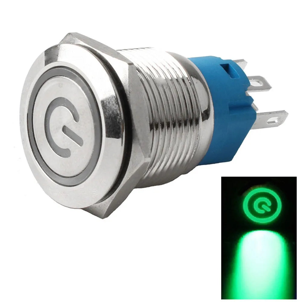 Control Systems Yellow Light Momentary Button Switch 12-24V Momentary Push Button Compact Push Button IP66 Push Button