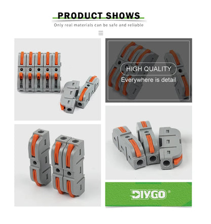 DIY GO Quick Splicing Multiplex Butt Wire Connector Compact Electrical Cable Terminal Block Home Wiring Junction Box Connector