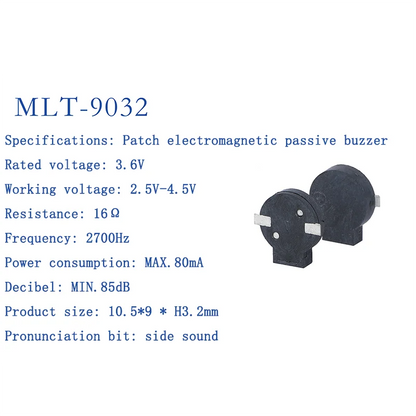 Active and Passive Electromagnetic Patch Buzzers MLT-4020 MLT-5018 MLT-5020 MLT-5030 5525 7525 8530 8540 9025 9032 9045 MLT9650