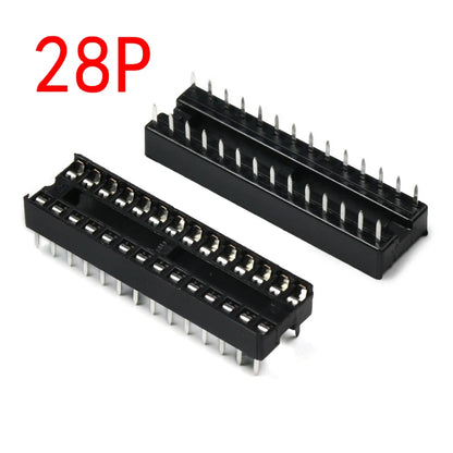 DIP IC Sockets — 6 to 28 Pin Narrow Body, Solder Type, -40°C to 85°C (5-Pack)