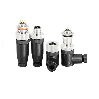 M12 12mm Sensor Connector Straight Angle Male Female Waterproof Screw Threaded Plug Coupling 4 5 8 Pin PG7