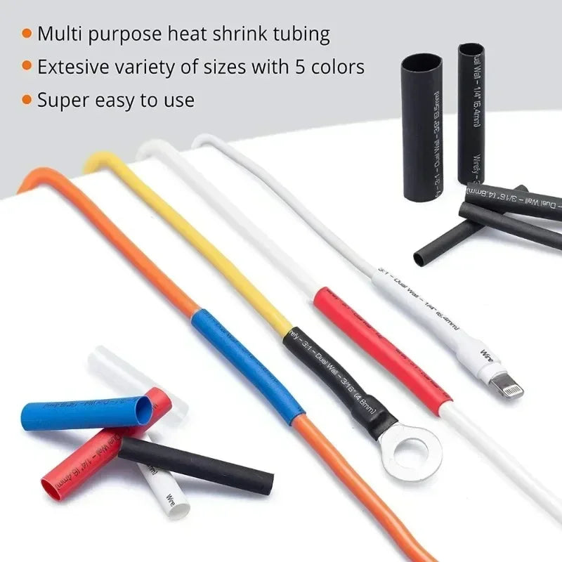Heat Shrink Tube Kit 800PCS | PE Cross-Linked Thermoresistant Tubing | Waterproof Cable Insulation Sleeve