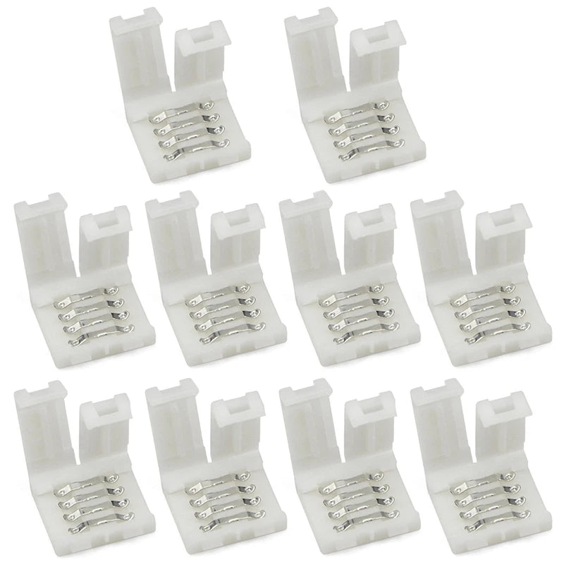 New 10pcs RGBW LED Connector 10mm 4pin Free Soldering Connector for 5050 3528 LED Single Color RGB RGBWW Strip Light