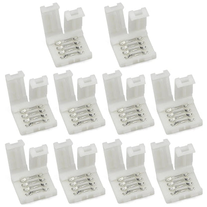 New 10pcs RGBW LED Connector 10mm 4pin Free Soldering Connector for 5050 3528 LED Single Color RGB RGBWW Strip Light