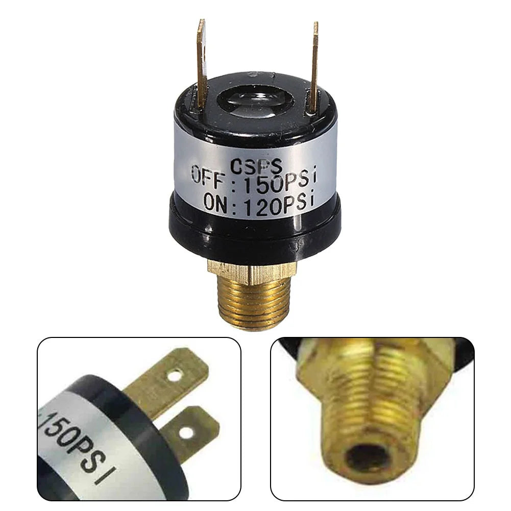 Air Compressor Pressure Control Switch 70-100PSI 170-200PSI Valve Heavy Duty 12V 3.5A 1/4 Inch Thread Air Compressor Parts