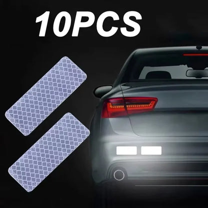 Car Bumper Reflective Safety Strip Stickers – Warning Reflector Tape Decals for Auto Exterior (10pcs/Set)