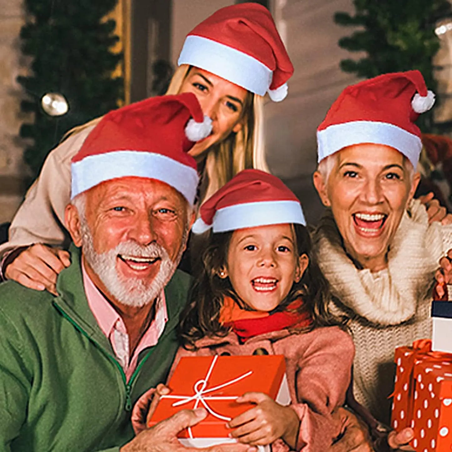 10/1PCS Christmas Hat for Adult Kids Thicken Warm Santa Claus Xmas Hats Cap Merry Christmas New Year Festival Party Decoration