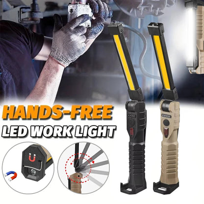 Powerful Fold Flashlight Type-c Rechargeable Lantern Built-in Battery Magnetic LED Work Lights for Camping Garage Emergency Lamp