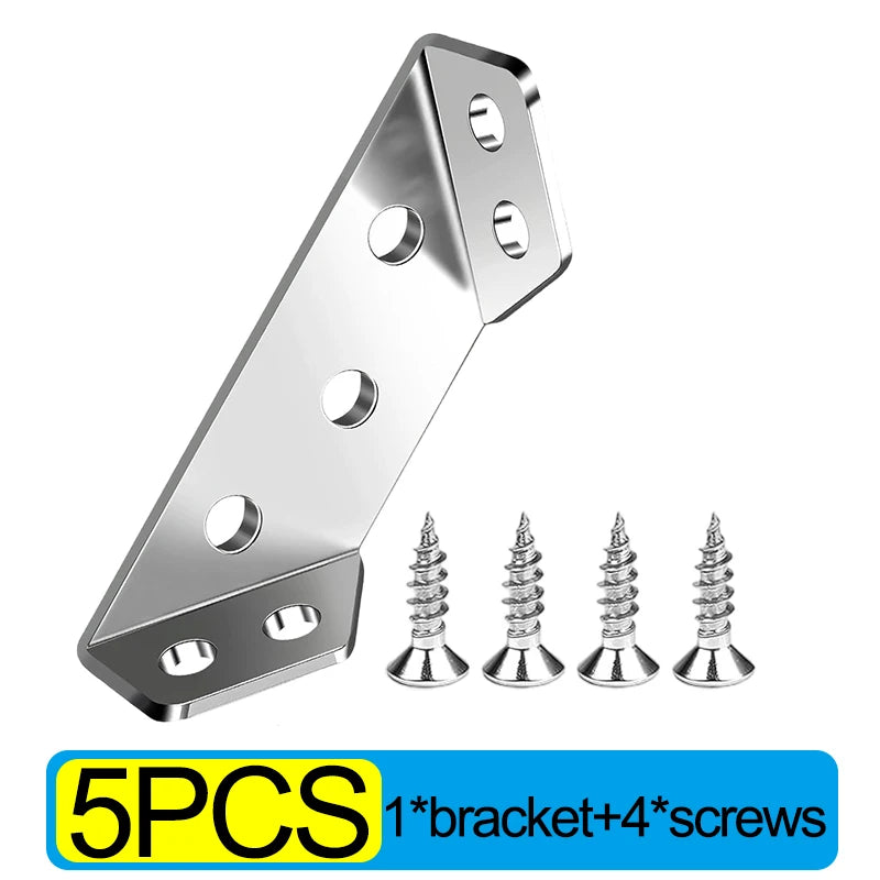 Stainless Steel Corner Brackets with Screws Furniture Corner Connector for Cabinet Angle Support Fixed Metal Brace Fasteners