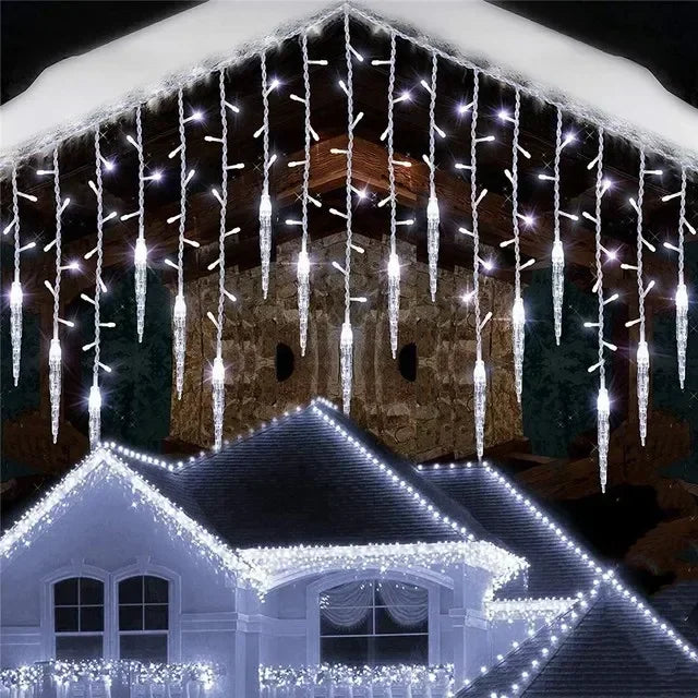 2026 Christmas Decorations Winter LED Icicle Curtain Light Festoon Garlands 0.3/0.4/0.5M Street Droop for New Year