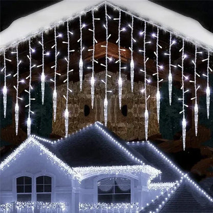 2026 Christmas Decorations Winter LED Icicle Curtain Light Festoon Garlands 0.3/0.4/0.5M Street Droop for New Year