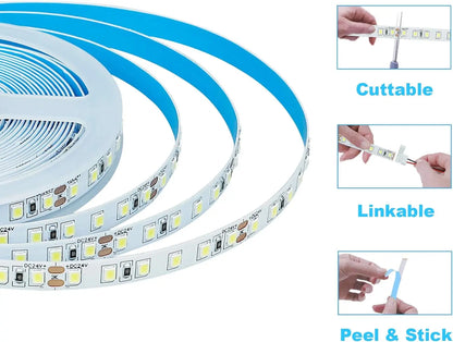 12V/24V LED Strip Light SMD 2835 120LED/M Warm White Flexible Tape 1-5M