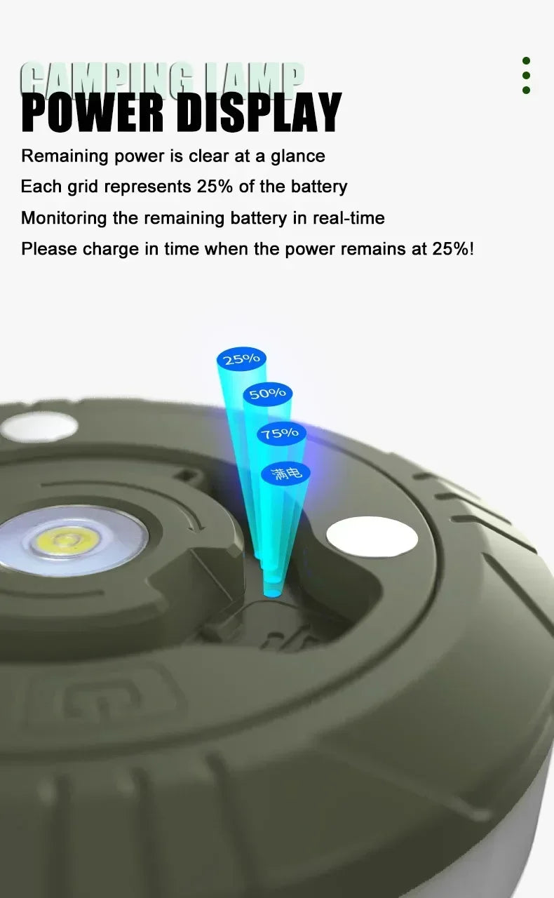 Camping String Lights Rechargeable LED Flashlight Hook lamp 4 in 1 Design 10m RGB Atmosphere Light Outdoor Waterproof Tent Light