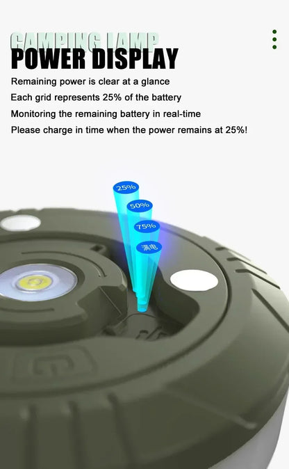 Camping String Lights Rechargeable LED Flashlight Hook lamp 4 in 1 Design 10m RGB Atmosphere Light Outdoor Waterproof Tent Light