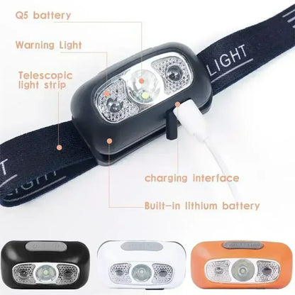 USB Rechargeable Mini Strong Light LED Sensor Headlamp Outdoor Waterproof Work Head Torch Camping Fishing Search Headlight