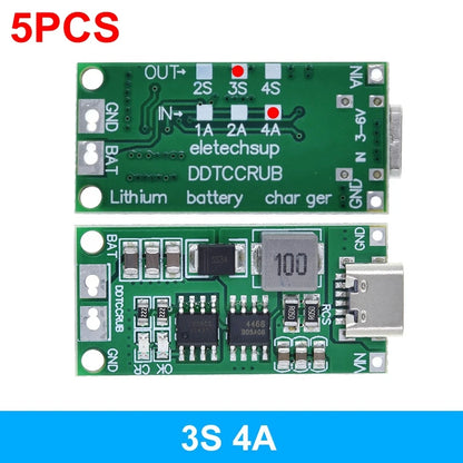 18650 Lithium Battery Charger Module 2S 3S 4S USB Type-C 8.4V 12.6V 16.8V Boost Board