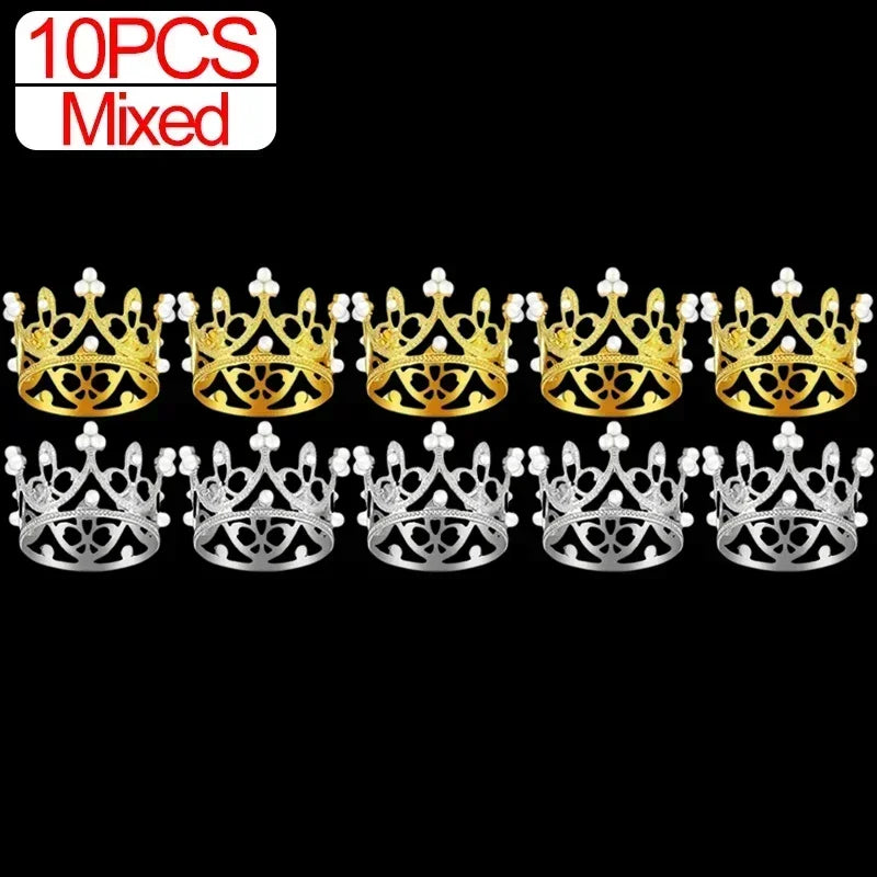 Wholesale Crown Cake Decoration Gold Silver Pearl Crown Topper Mini Princess Headwear Decoration Birthday Wedding Decor Supplies
