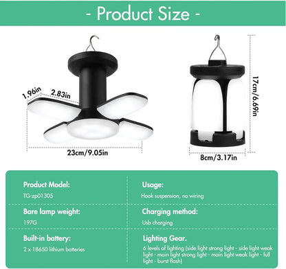 Solar Outdoor Light Camping Lights Charging Emergency Lighting Tent Light Ultra Long Battery Life Folding Hanging Camping Lights