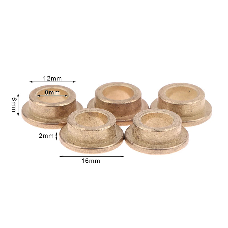 8mm Powder Metallurgy Oil Bearing Copper Sleeve Flange Bushing 5pcs