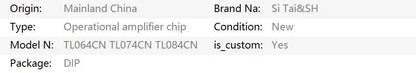 5PCS TL064 / TL074 / TL084 DIP-14 Operational Amplifier IC – TL064CN TL074CN TL084CN