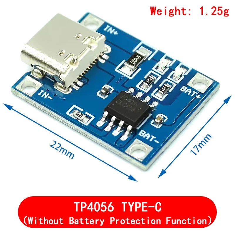 type-c/Micro USB 5V 1A 18650 TP4056 Lithium Battery Charger Module Charging Board With Protection Dual Functions 1A Li-ion