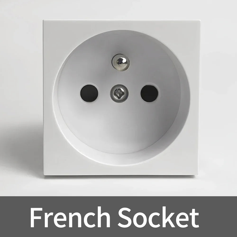 Fireproof 13A Wall Outlet 8mm Stainless Steel UK EU US FR Universal Power Socket Single Double Gang DIY