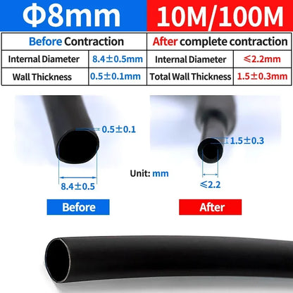 5 Meter 4:1 Dual Wall Heat Shrink Tube with Glue Heat Shrinkable Tubing 4-32mm