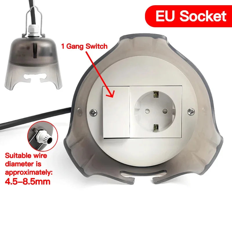 Outdoor Waterproof Electrical Socket Box Weatherproof Rainproof Power Outlet with Protective Cover for Garden Patio