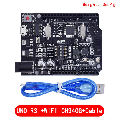 UNO R3 + WiFi ATmega328P ESP8266 Development Board with 32Mb Memory USB-TTL CH340G for Arduino