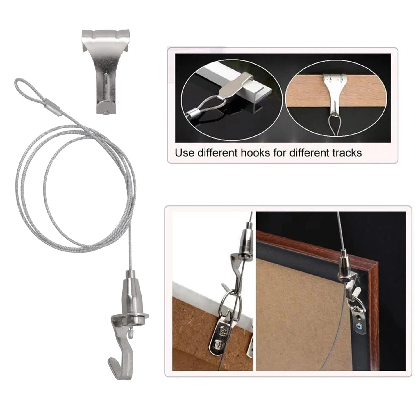 Stainless Steel Adjustable Picture Hanging Cable System Supporting Up to 66 lbs Perfect Solution for Home or Gallery Use
