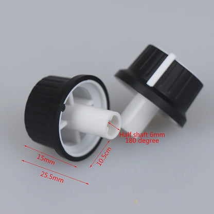 2 Piece 25*25.5MM black and white rubber half shaft knob potentiometer rotary encoder volume switch knob