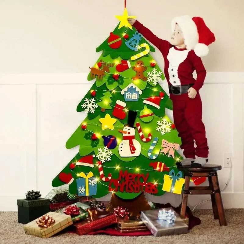 Kids DIY Felt Xmas Tree Set Christmas Home Decorations 2026 New Year Navidad Ornaments Creative Gift Idea
