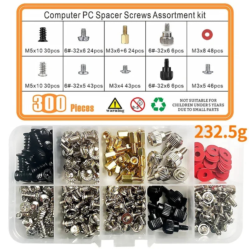 Motherboard Standoffs & PC Screws Assortment Kit — HDD SSD Case Mainboard M3 6#-32