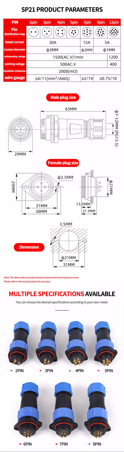 IP68 Waterproof Aviation Connector Panel Mount Male Female Plug Socket for Industrial Equipment 2–12 Pin Circular Connector