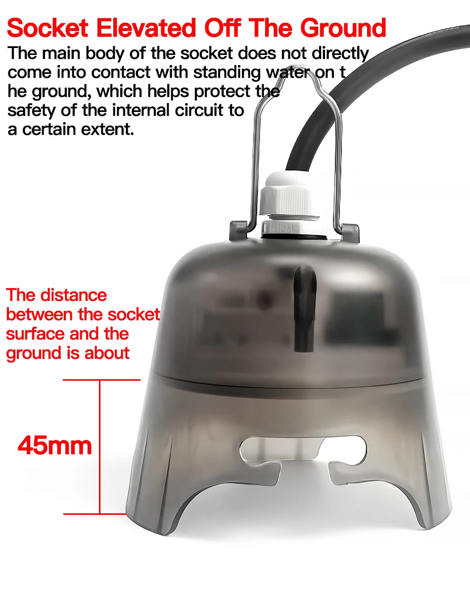 Outdoor Waterproof Electrical Socket Box Weatherproof Rainproof Power Outlet with Protective Cover for Garden Patio