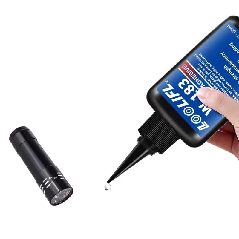 New 1Pcs UV Curing Crystal Glass And Mal ABS Bonding New W-183 Strong 50ml UV Glue Curing Adhesive Welding With UV Curing Lamp