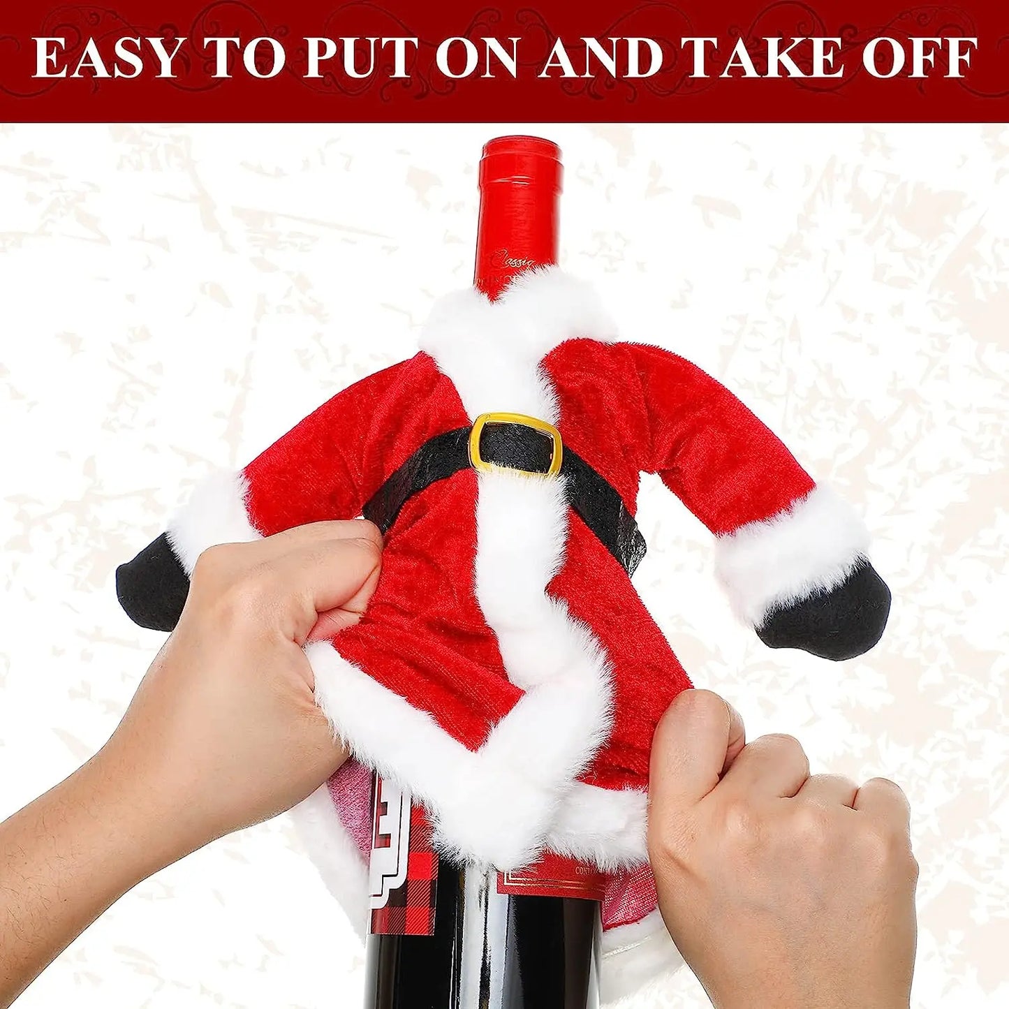 Creative Christmas Wine Bottle Cover Set Velvet Santa & Snowman Decor