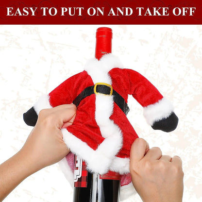 Creative Christmas Wine Bottle Cover Set Velvet Santa & Snowman Decor