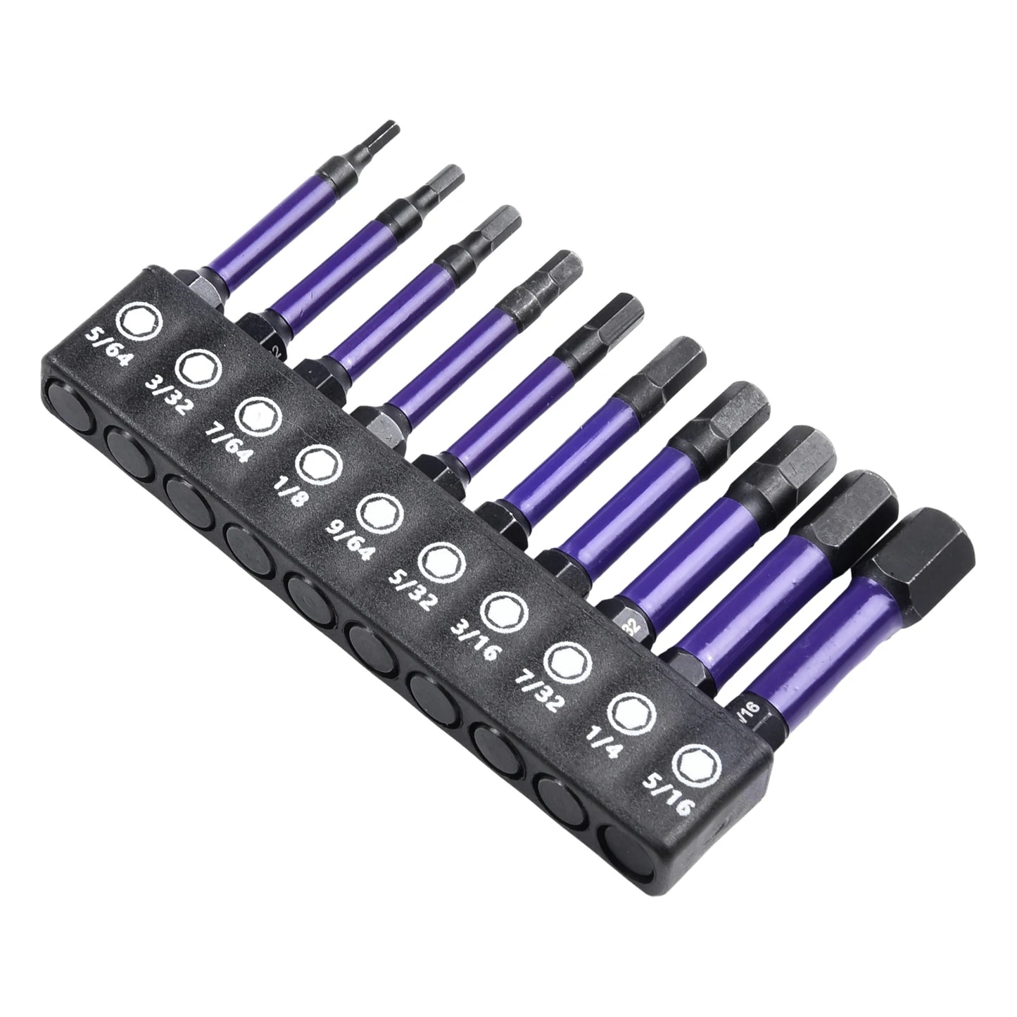 10Pcs Magnetic Hex Head Screwdriver Bit Set 1/4 Shank Screwdriver Bit Imperial 5/64 3/32 7/64  1/8 9/64 5/32 3/16 7/32 1/4 Power
