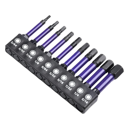10Pcs Magnetic Hex Head Screwdriver Bit Set 1/4 Shank Screwdriver Bit Imperial 5/64 3/32 7/64  1/8 9/64 5/32 3/16 7/32 1/4 Power
