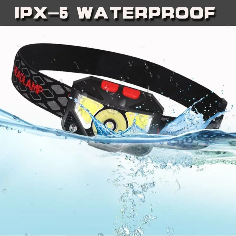 USB Rechargeable LED Sensor Headlamp Built-in Battery Head Flashlight Headlight Led Head Torch Camping Fishing Search Light