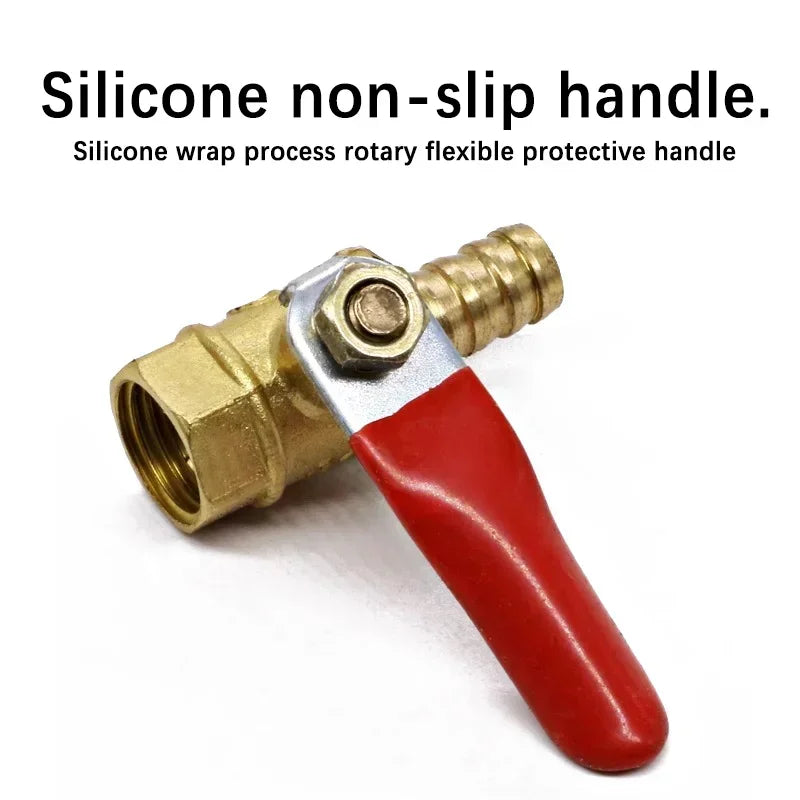 Brass Barbed Ball Valve with Female Thread Hose Barb 6–12mm to 1/8 1/4 1/2 Inch Pipe Connector for Water Air Gas Plumbing System