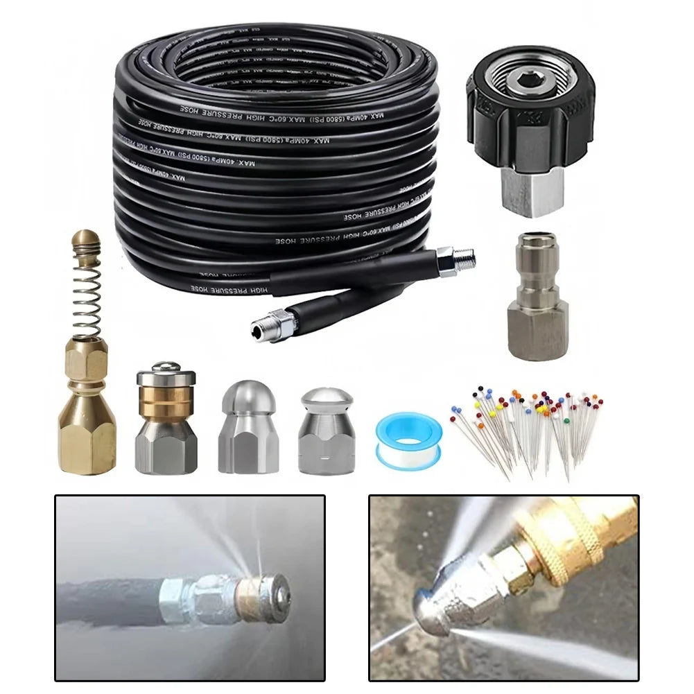 Outdoor Cleaning Drain Cleaning Hose 10 Meter Cleaning Hose Kit High Pressure Drain Pipe Cleaner Professional Cleaning Tool