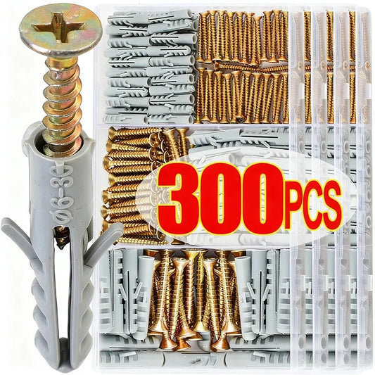 Plastic Expansion Tube Wall Anchors Fasteners Self-tapping Screw Pipe Drilling Plug Concrete Wall Plug Anchor Fasteners Bolt Kit